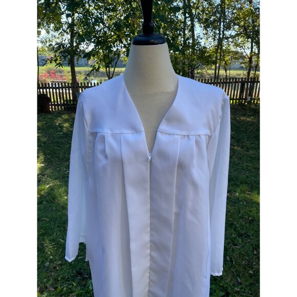 Jostens White Graduation Gown Size 54"-56" Polyester Made In Mexico - Picture 2 of 8